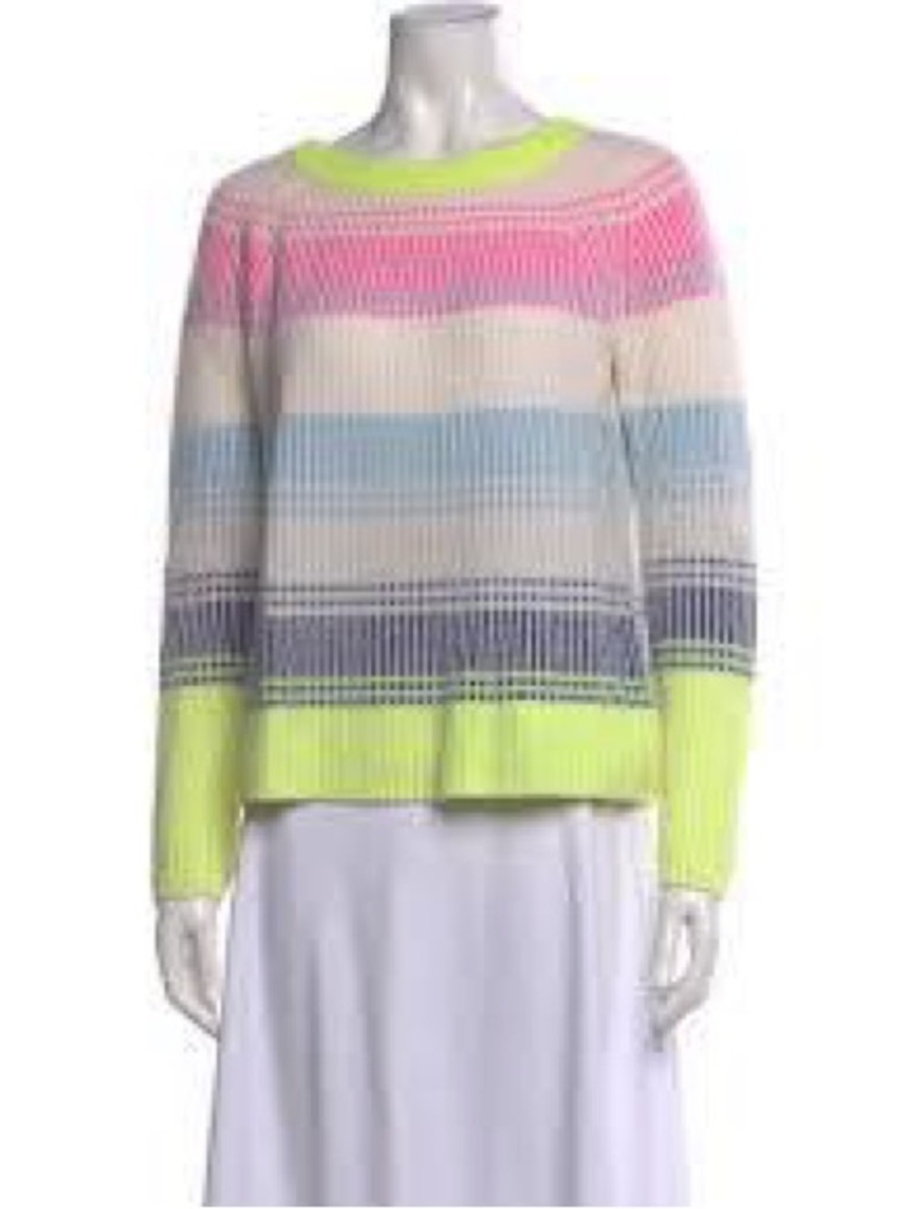 NWT Kinross Cashmere Ivory & Multicolor Striped Crewneck Sweater sz Small S